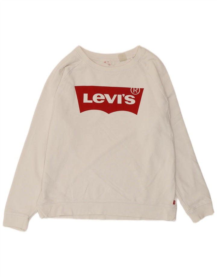 Levi's Sweat-Shirt Graphique Femme UK 14 Blanc Moyen