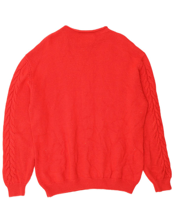 Les Copains Mens Turtle Neck Jumper Sweater IT 52 Large Red Virgin Wool