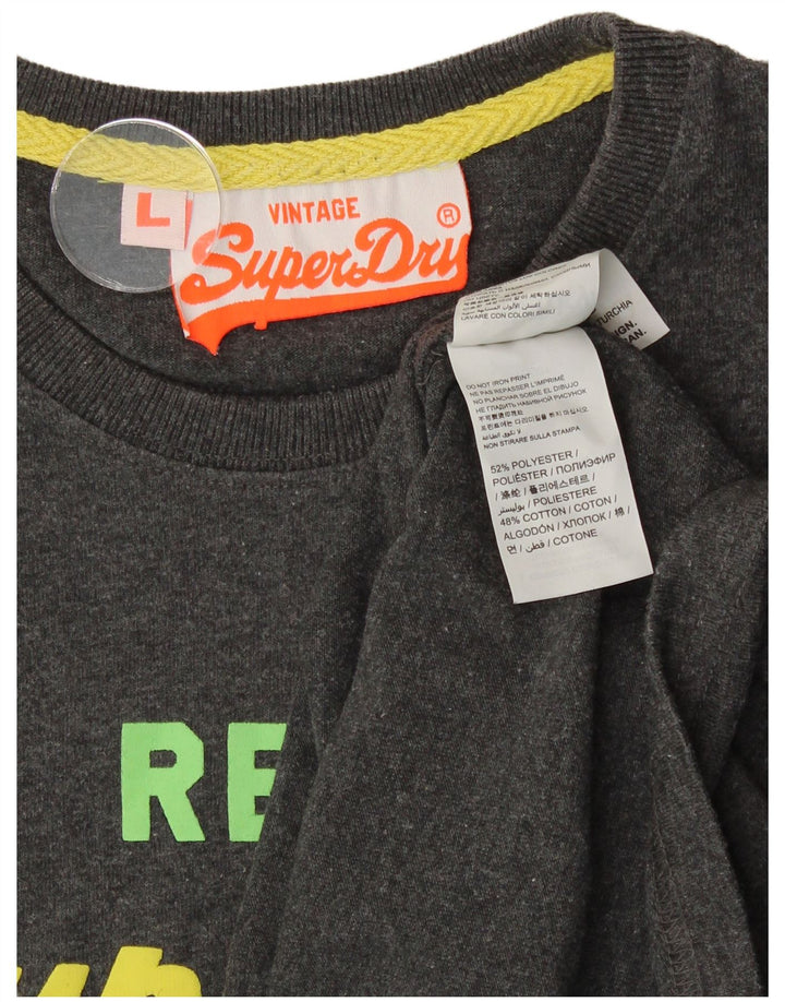 SUPERDRY T-Shirt Graphique Homme Haut Large Gris Polyester