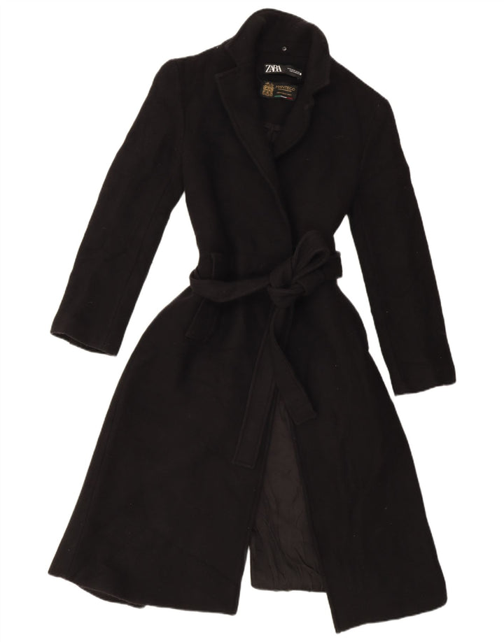 Zara Womens Open Overcoat UK 14 Moyen Noir
