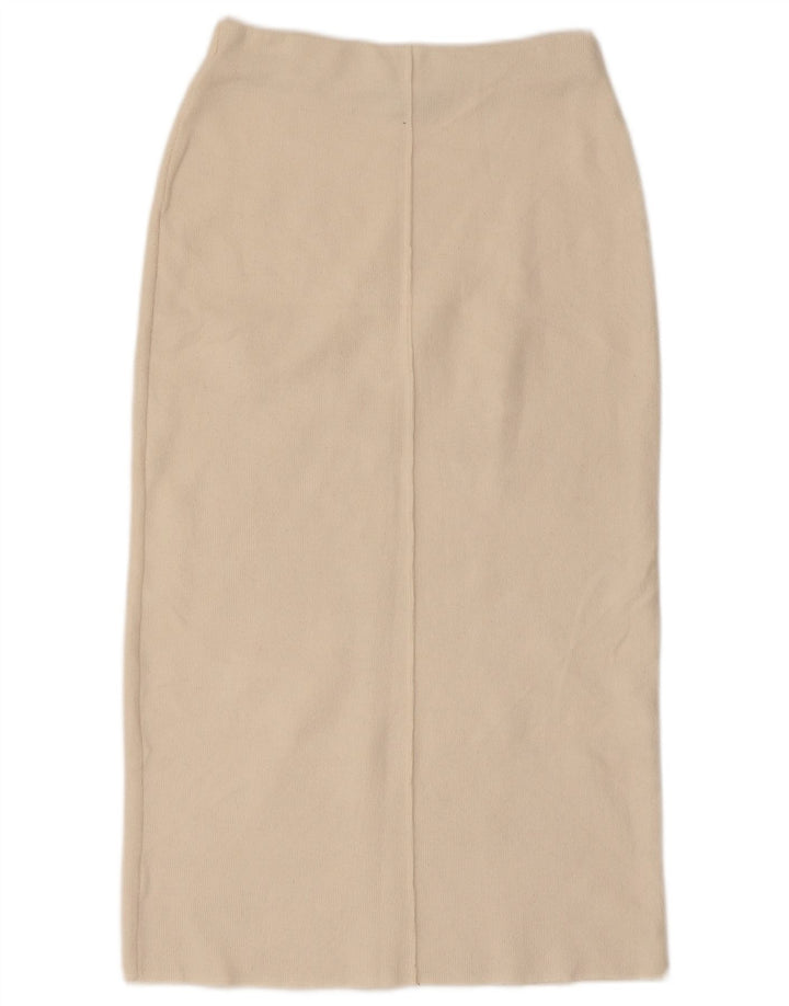 Zara Femme Jupe Midi En Tricot Petit W26 Blanc Cassé