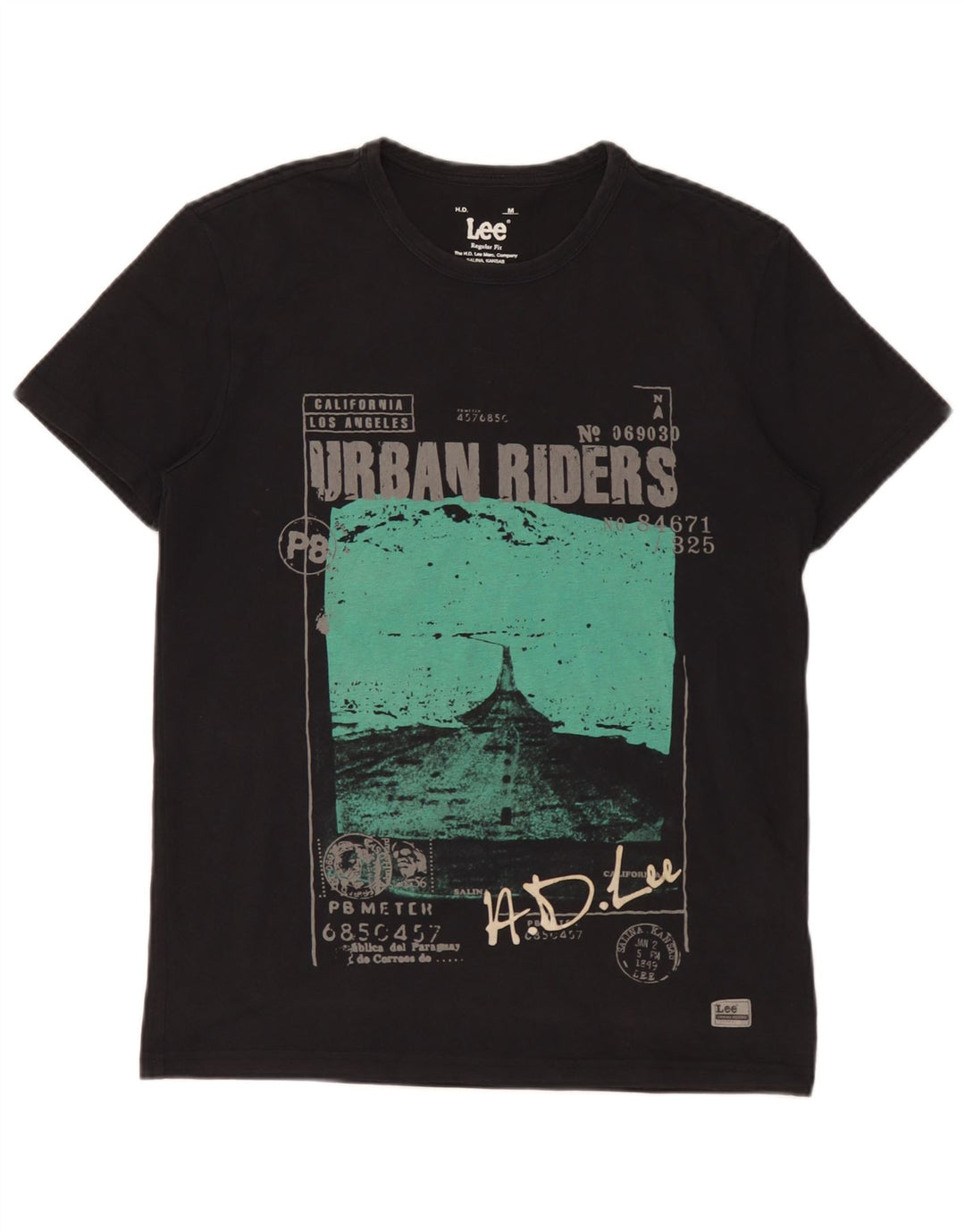 Lee T-Shirt Graphique Coupe Regular Homme Noir Moyen Coton