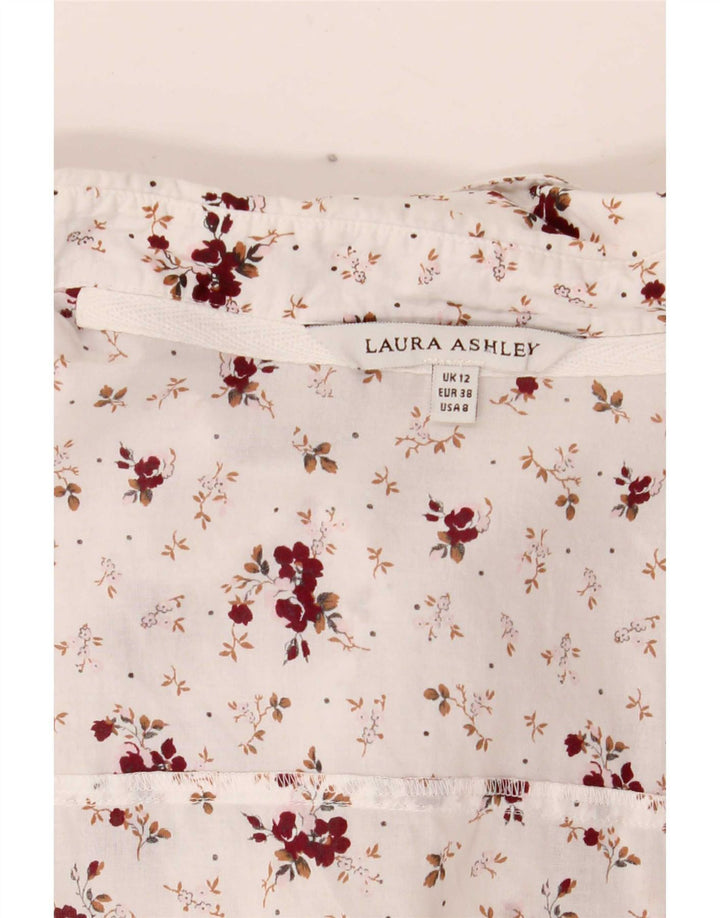 Laura Ashley Chemise Femme UK 12 Medium Blanc Floral