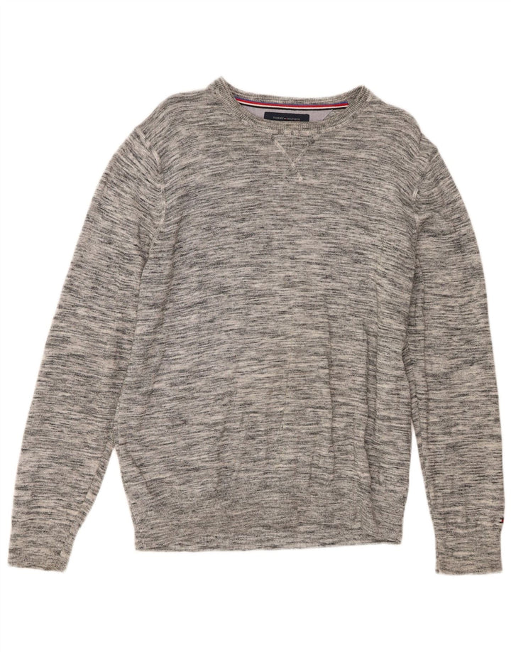 Tommy Hilfiger Pull Col Bateau Homme Gris Moyen Moucheté Coton