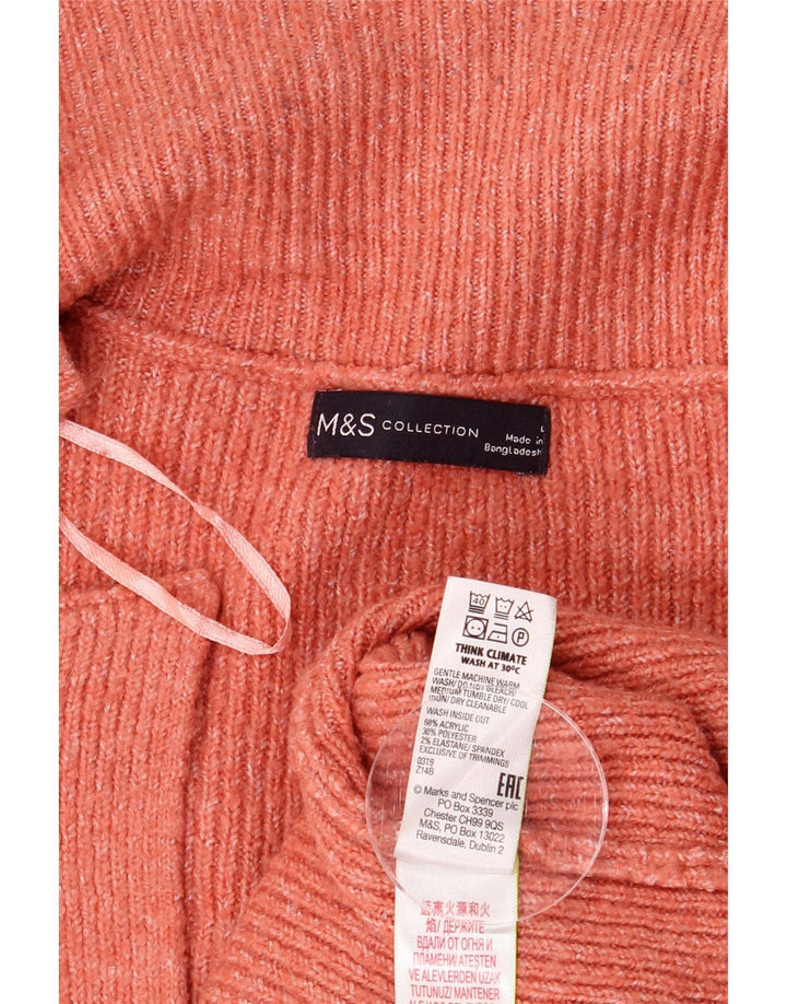 MARKS & SPENCER Pull cardigan long pour femme UK 16 Large Orange