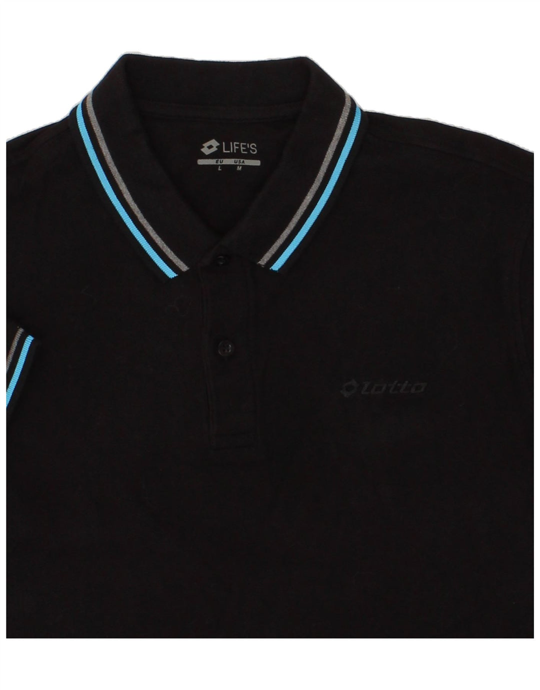 LOTTO Mens Polo Shirt Large Black Cotton Vintage Lotto and Second-Hand Lotto from Messina Hembry 