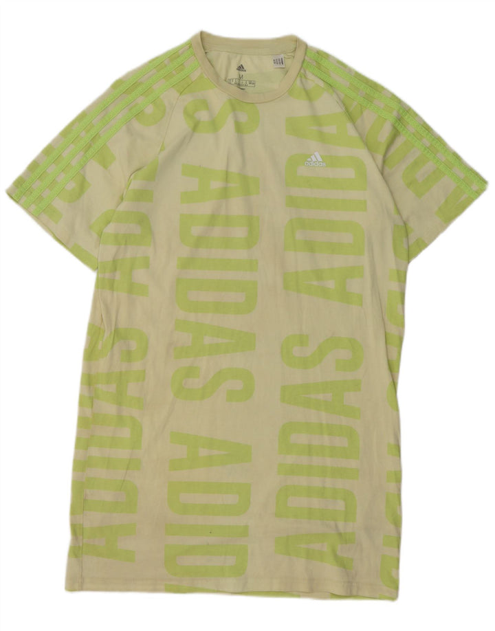 ADIDAS Robe t-shirt graphique pour femme UK 12/14 Coton vert moyen
