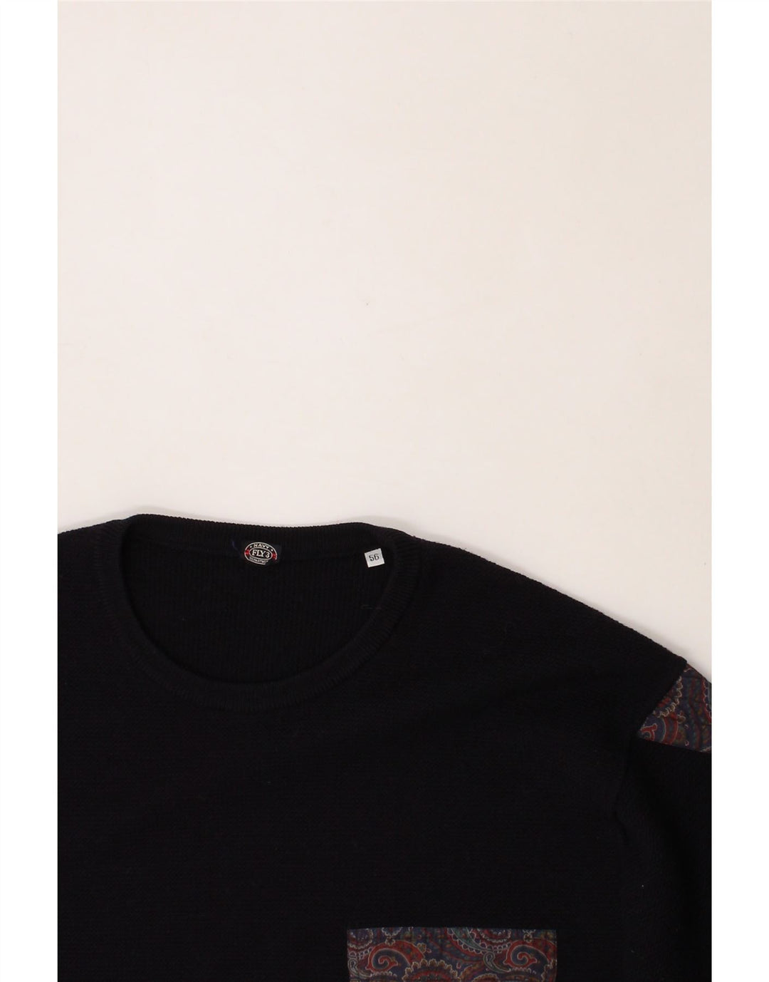 FLY Mens Crew Neck Jumper Sweater IT 56 2XL Navy Blue New Wool Vintage Fly and Second-Hand Fly from Messina Hembry 