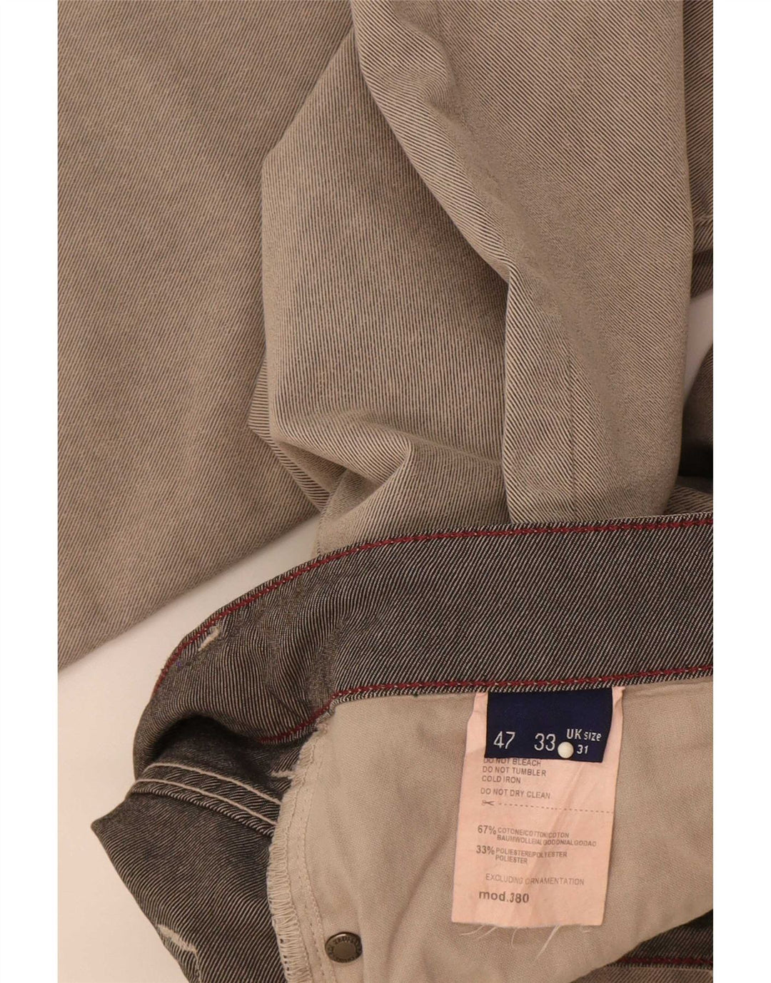 Trussardi Jean Droit W31 L33 Gris Coton Homme