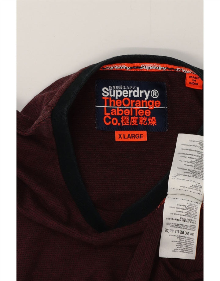 SUPERDRY T-Shirt Homme Top XL Bordeaux Coton