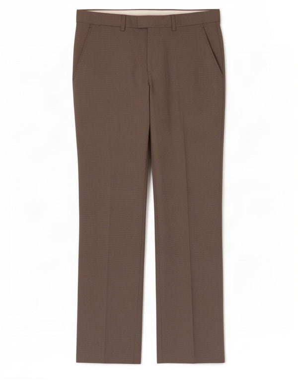 Zara Pantalon de costume droit pour homme EU 38 Small W30 L32 Marron pied-de-poule