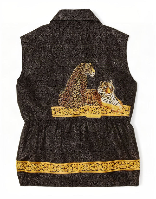 Diva Gilet Femme UK 18 XL Noir Imprimé Animal