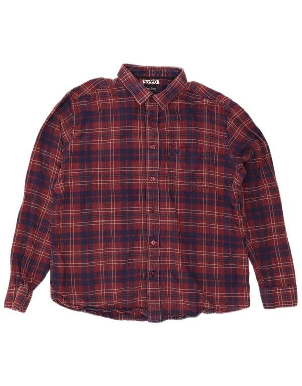 James Pringle Chemise en flanelle pour homme XL en coton à carreaux rouges