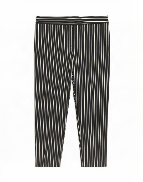 Marks & Spencer Pantalon court pour femme UK 14 Large W34 L24 Noir rayé