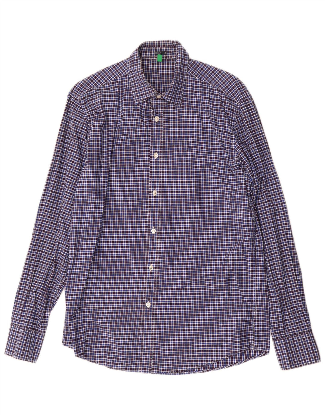 Benetton Chemise Regular Fit Homme Bleu Moyen Carreaux