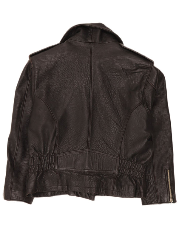 Chevignon Veste de motard en cuir pour femme UK 14 Medium Noir