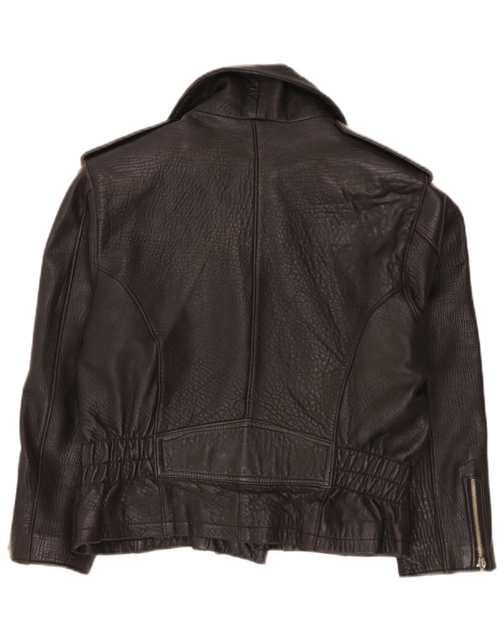 Chevignon Veste de motard en cuir pour femme UK 14 Medium Noir