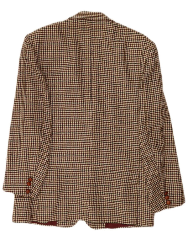 Stefanel Veste Blazer 2 Boutons Homme IT 48 Acétate Pied-de-Poule Marron Moyen