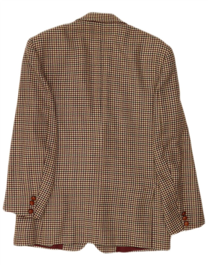 Stefanel Veste Blazer 2 Boutons Homme IT 48 Acétate Pied-de-Poule Marron Moyen