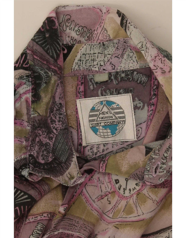 Chemise à manches courtes à motif abstrait vintage pour hommes, multicolore moyen
