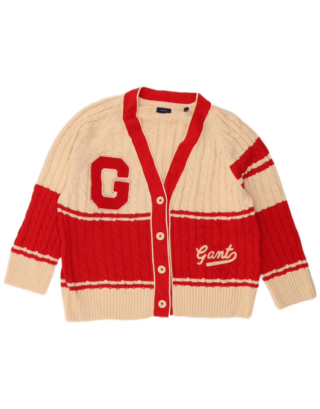 Gant Cardigan graphique pour femme UK 44 Beige moyen Colourblock