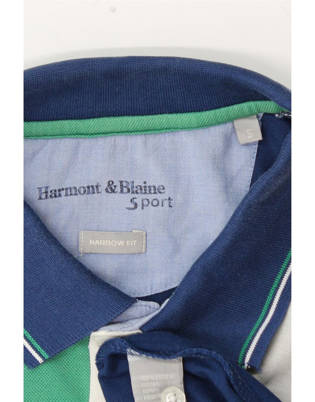 HARMONT & BLAINE Polo Homme Coupe Étroite Petit Bleu Colorblock Coton