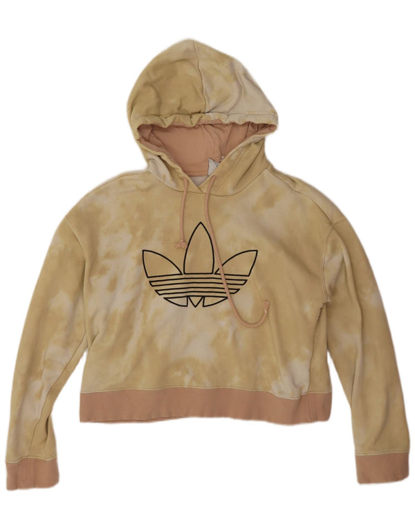 Adidas Pull à capuche graphique surdimensionné pour femme UK 10 Petit Beige Tie Dye