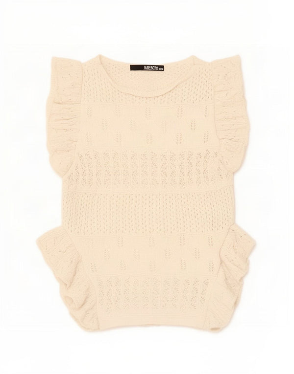 Zara Womens Crop Vest Débardeur UK 8 Petit Polyester Beige