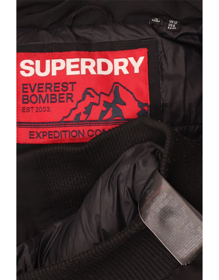 Superdry Veste matelassée à capuche pour femme UK 12 Medium Noir Polyester