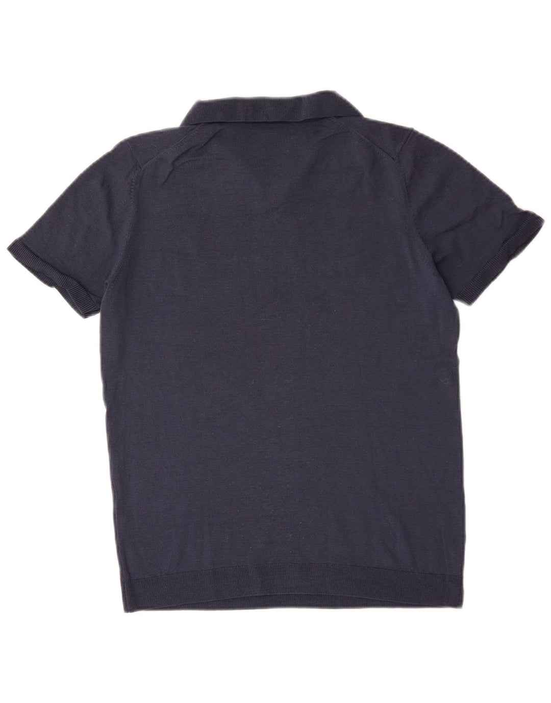 Massimo Dutti Pull à manches courtes et col polo pour homme Bleu marine moyen