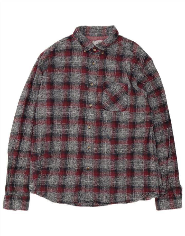 Marks & Spencer Chemise en flanelle coupe ajustée pour homme XL en coton à carreaux gris