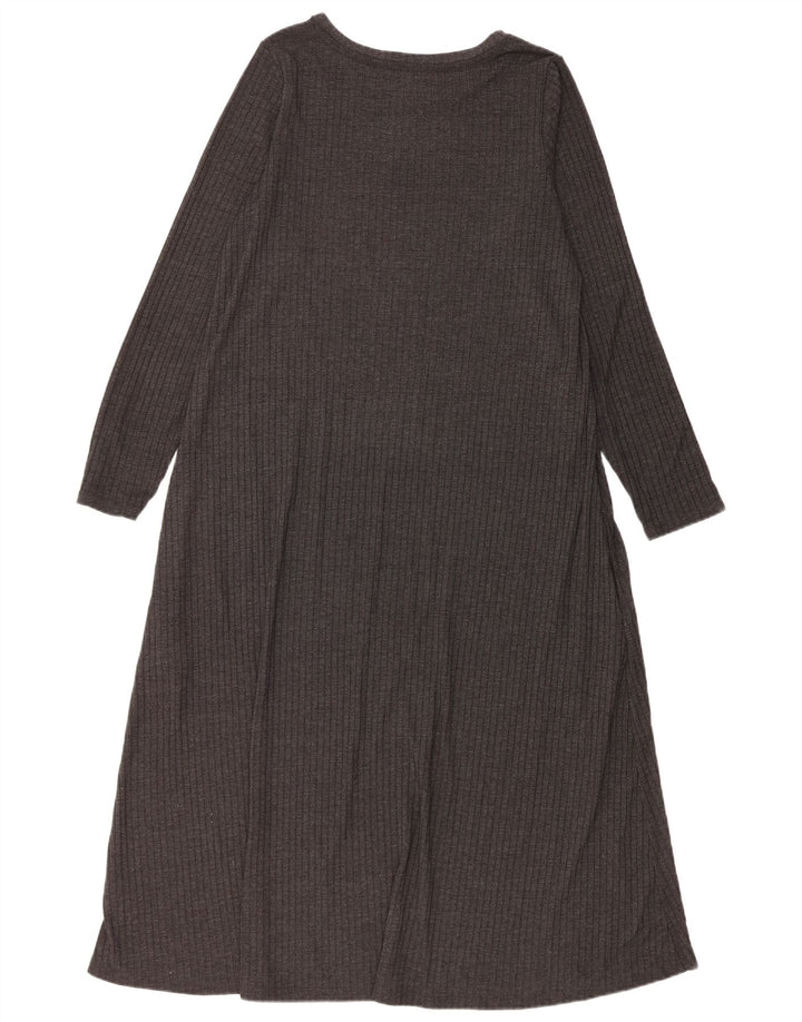 Marks & Spencer Robe longue à manches longues pour femme UK 16 Large Gris Polyester