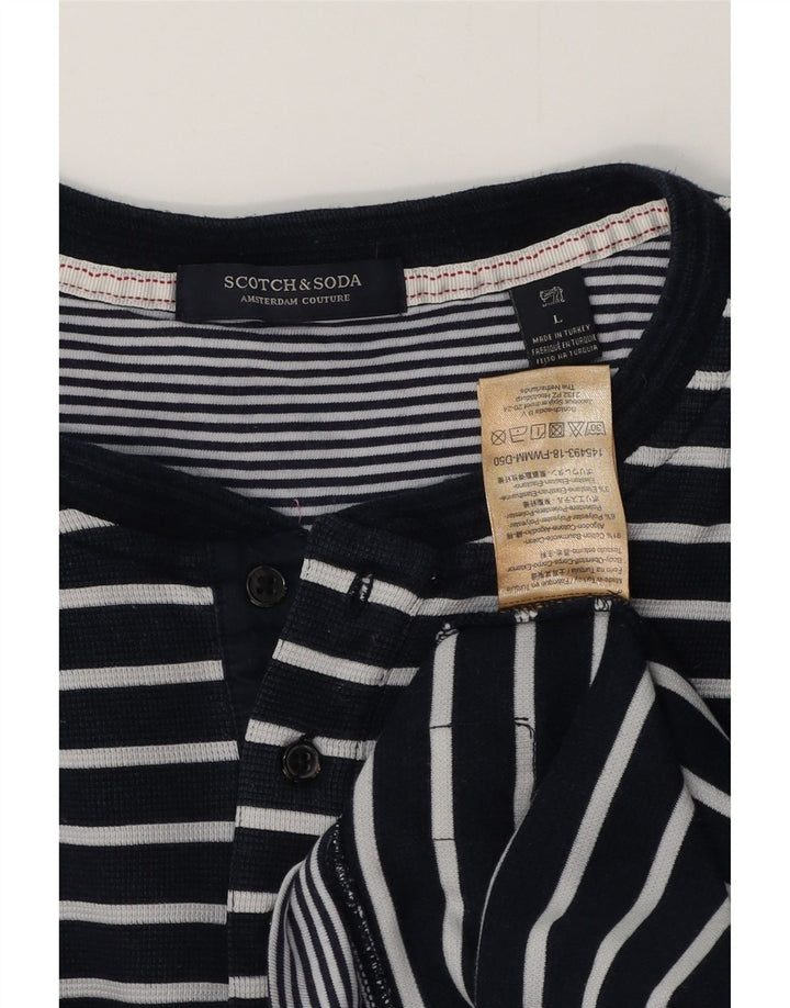 SCOTCH & SODA Haut Homme Manches Longues Large Bleu Marine Rayé Coton