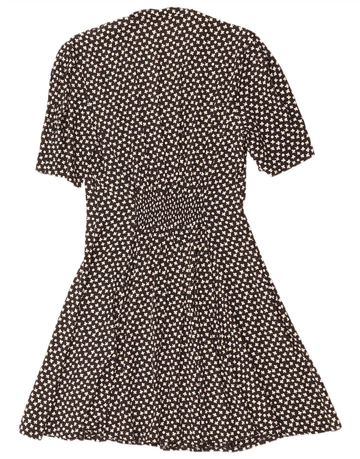 VINTAGE Robe trapèze pour femme IT 42 Medium Black Floral