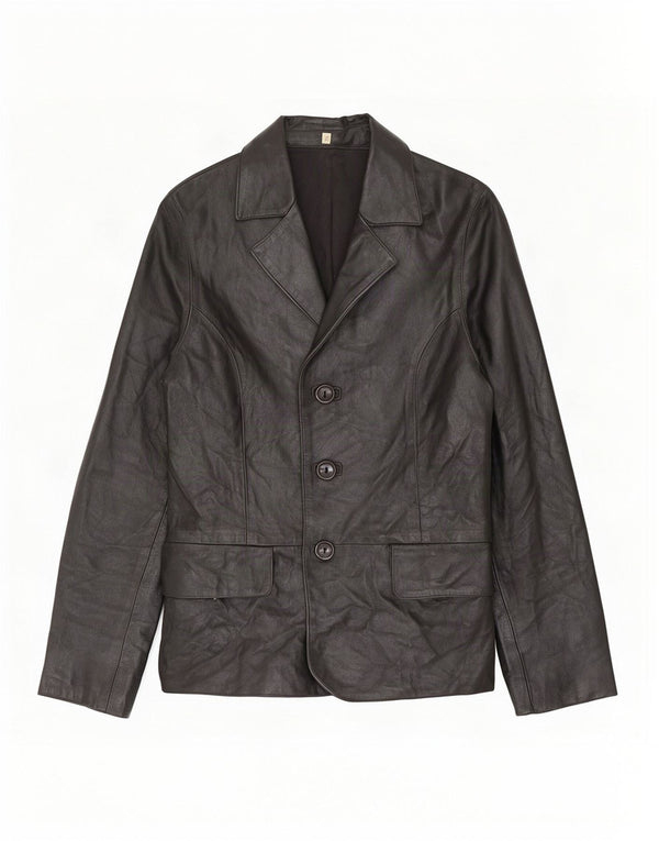 veste en cuir femme vintage UK 10 Petit Noir