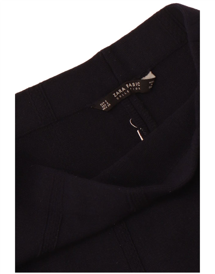 Zara Jupe trapèze en tricot pour femme UK 6 Small W26 Bleu marine