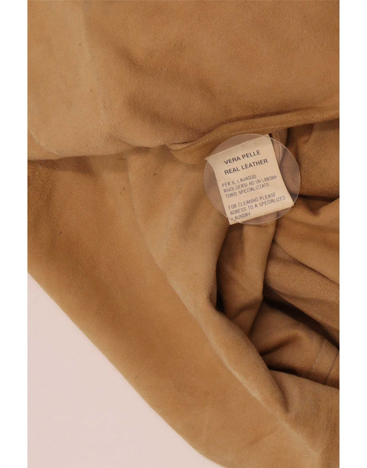 Enrico Mandelli Veste en cuir pour femme UK 18 XL Marron Classique