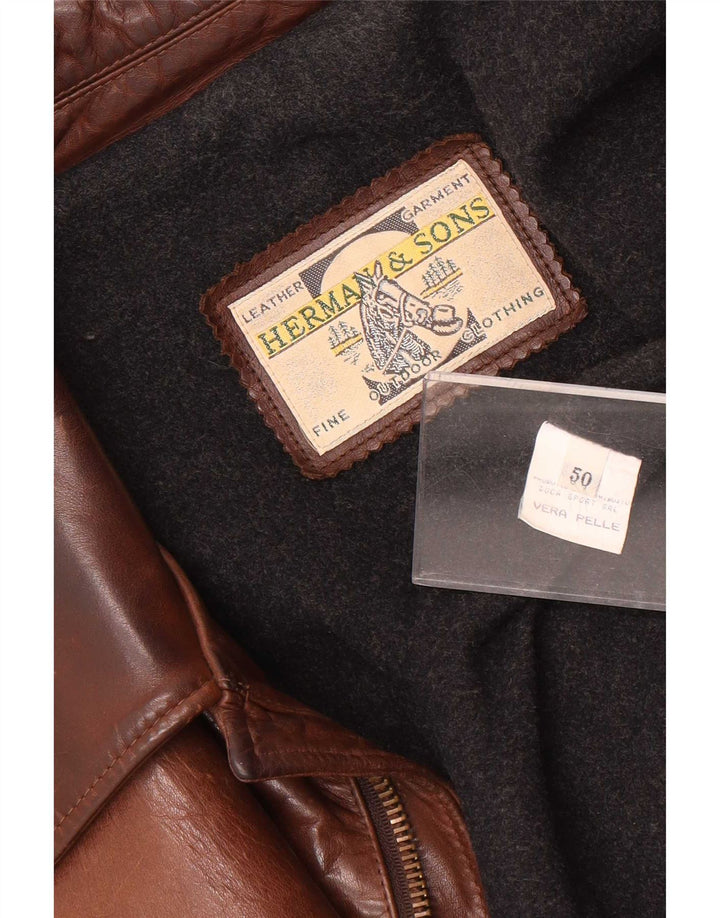 Herman & Sons Veste en cuir pour homme IT 50 Large Marron