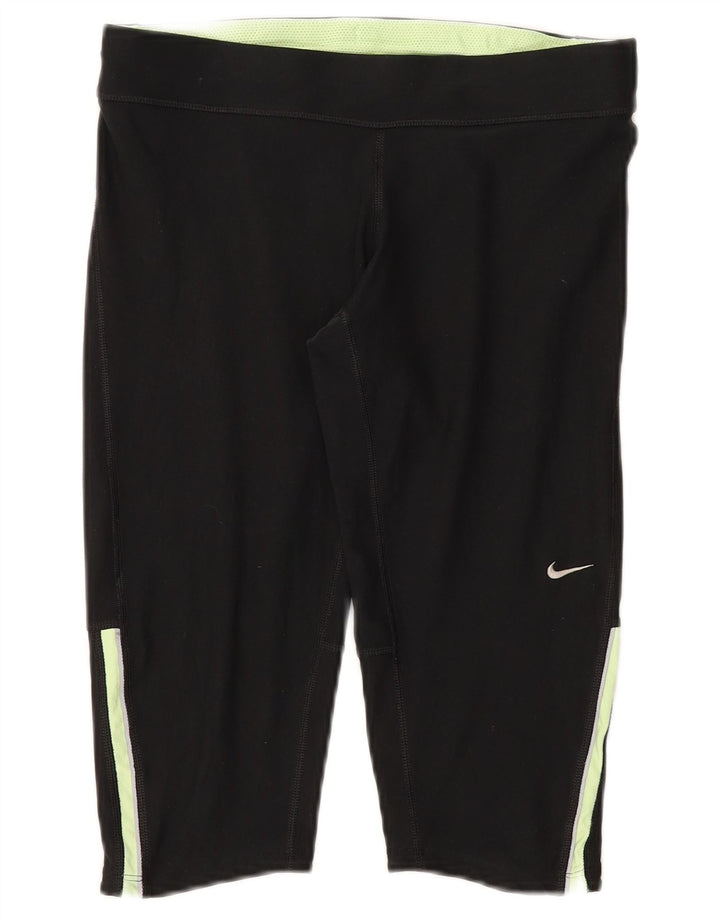 NIKE Womens Dri Fit Bermuda Sport Shorts UK 12 Medium Black Polyester