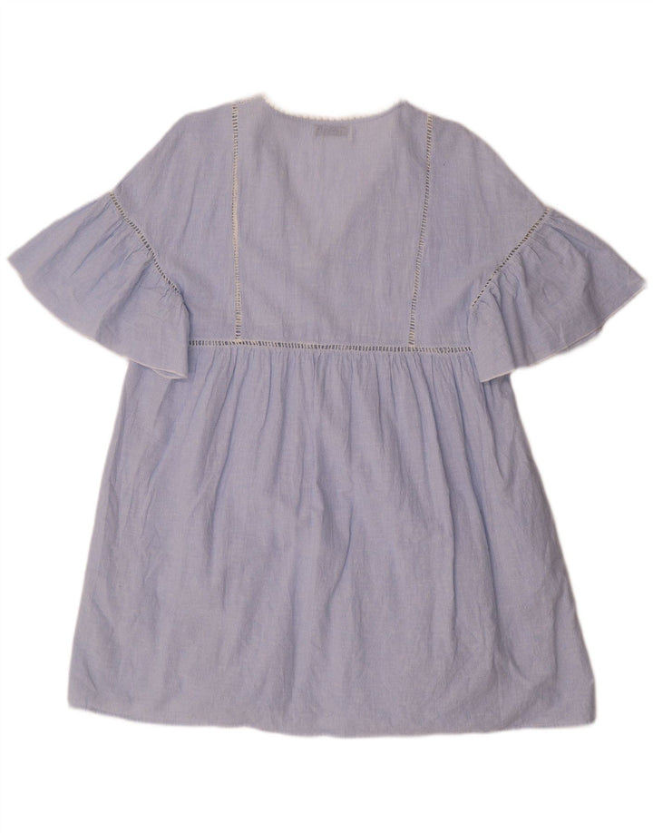 ZARA Robe droite pour femme UK 14 Bleu moyen à fines rayures