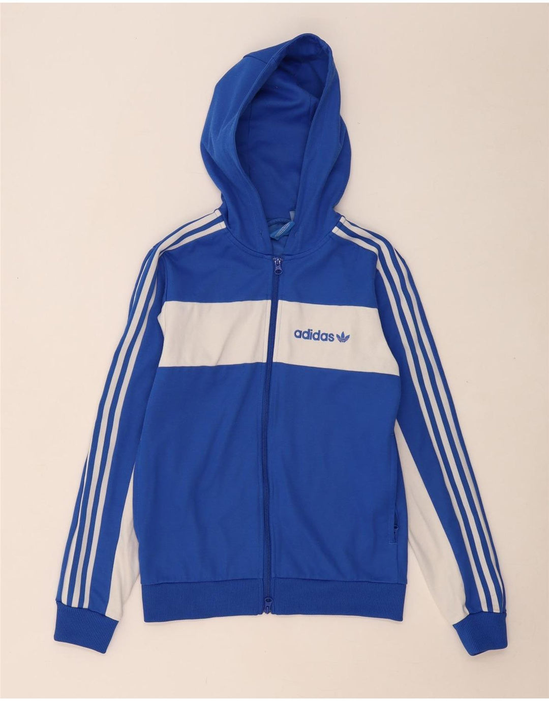 ADIDAS Pull à capuche zippé pour homme XS en coton color block bleu