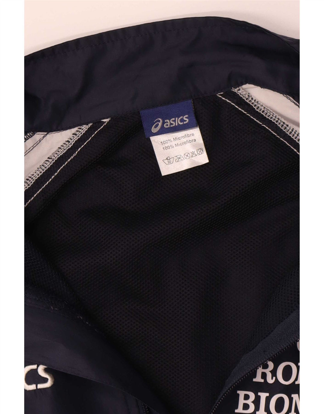 Asics Veste de survêtement graphique pour hommes, grand, bleu marine, colour block