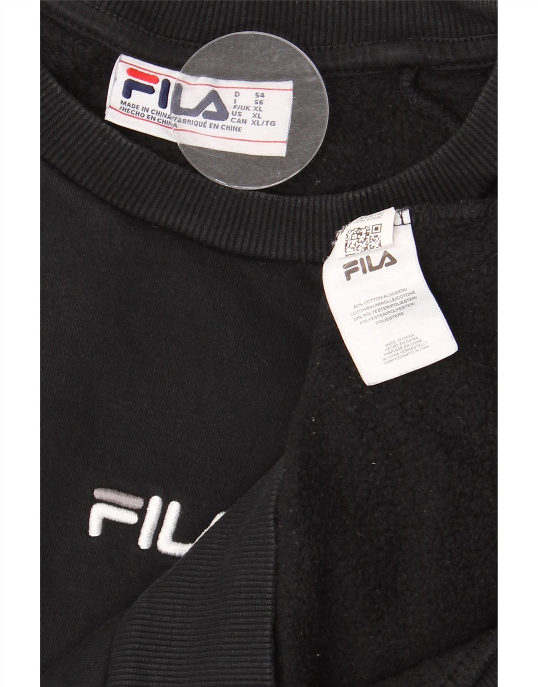 FILA Sweat-Shirt Graphique Homme XL Noir Coton