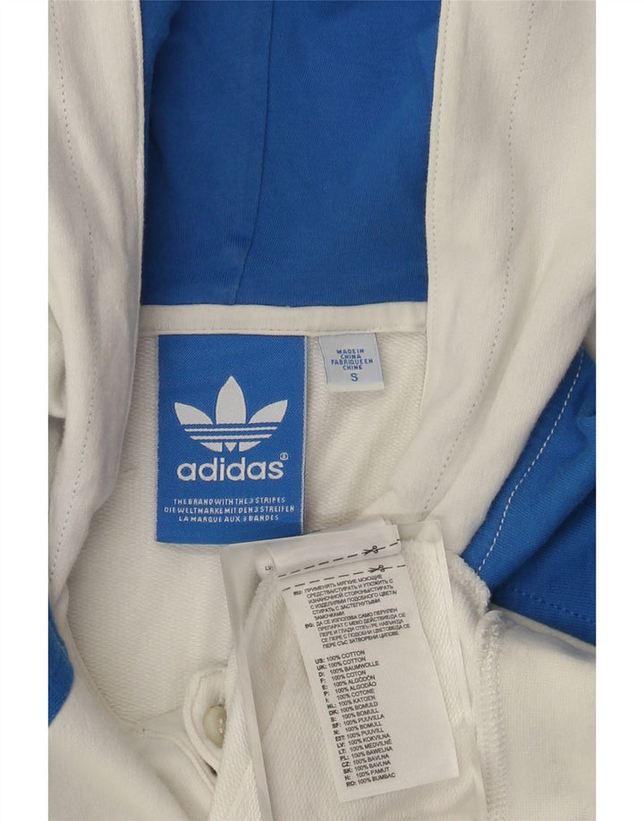 Adidas Pull à capuche à col boutonné pour homme Petit coton color block blanc