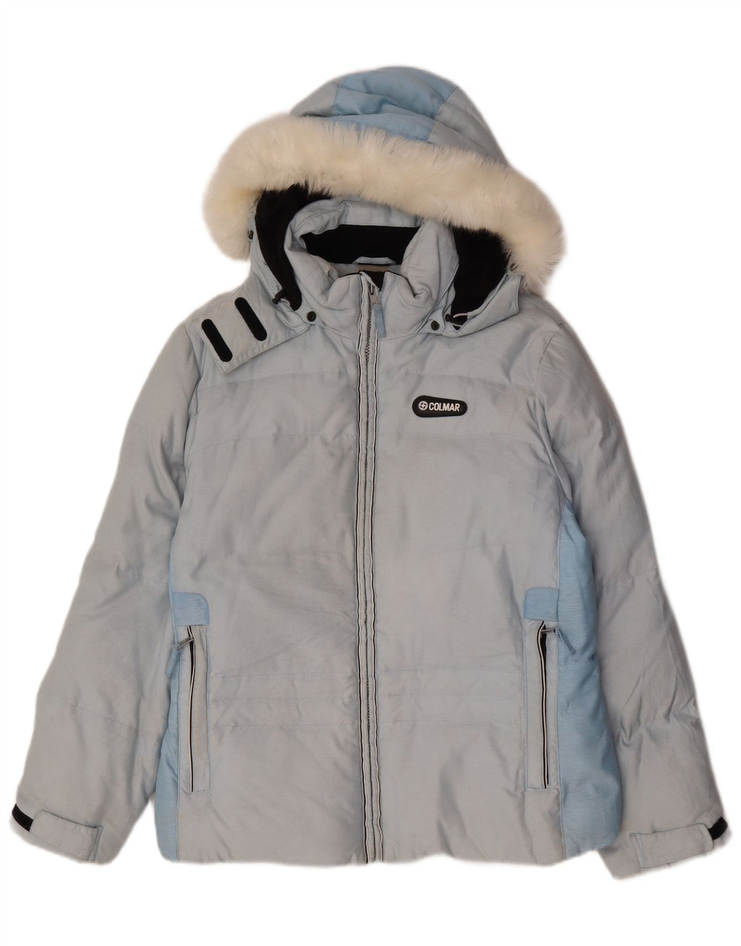 Colmar Veste de ski à capuche pour femme EU 42 Large Bleu Colorblock