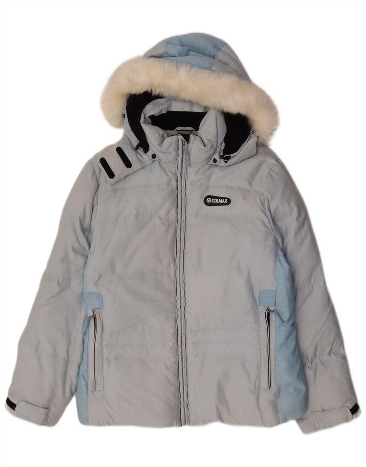 Colmar Veste de ski à capuche pour femme EU 42 Large Bleu Colorblock