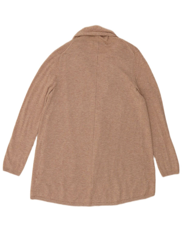 Zara Womens Longline Open Cardigan Sweater UK 14 Grand Beige Moucheté