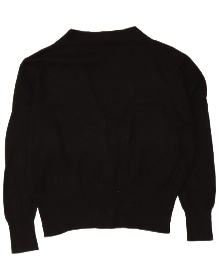 ZARA Womens Crop Cardigan Pull UK 14 Moyen Noir