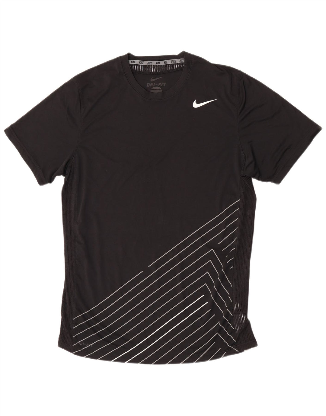Nike Hommes Dri Fit T-Shirt Haut Noir Rayé Polyester