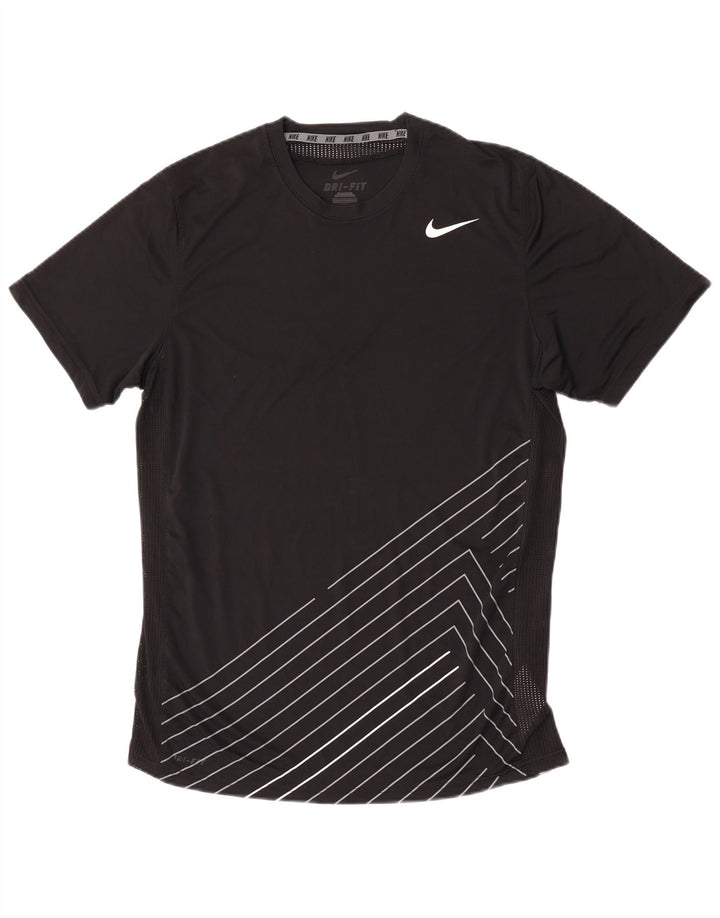 Nike Hommes Dri Fit T-Shirt Haut Noir Rayé Polyester